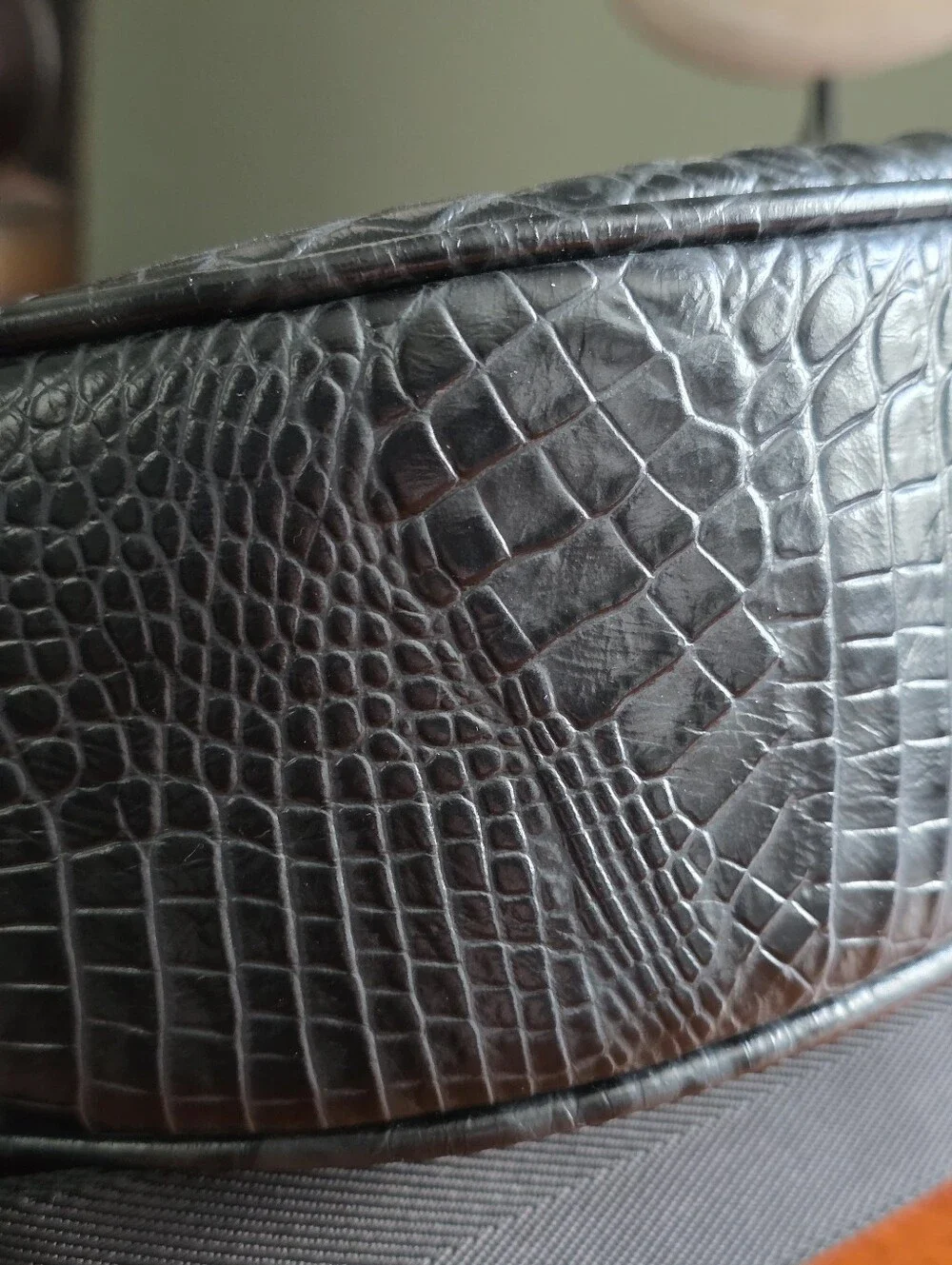 Brahmin Percy Black Alden Road Croc Embossed Crescent Crossbody Bag